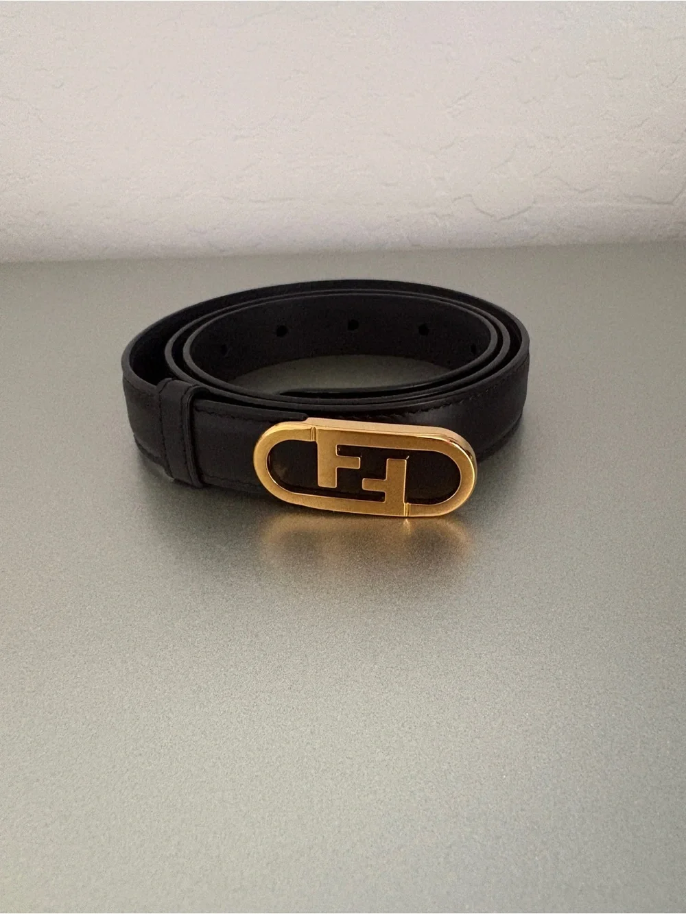 Fendi Black Leather Belt Strap with Size Stamping